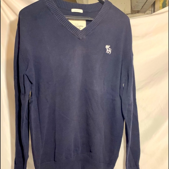 Abercrombie&Fitch V Neck sweater navy blue Sz Sm - Picture 1 of 4